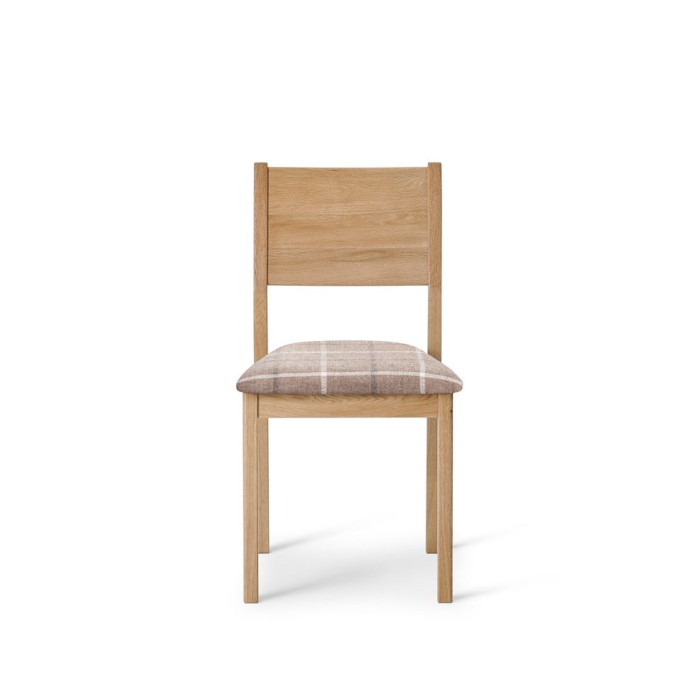 Ellison Oak Chair with Checked Beige Fabric Seat 2