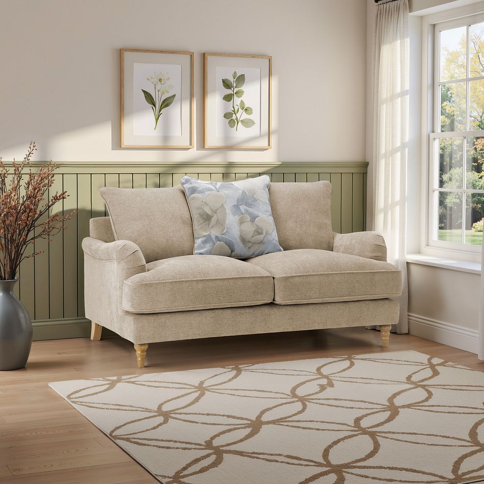 Eloise 2 Seater Pillow Back Sofa in Marlan Caramel Fabric 1