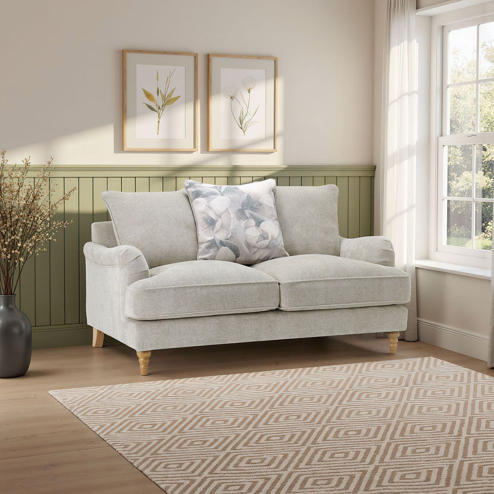 Eloise 2 Seater Pillow Back Sofa in Marlan Natural Fabric 1