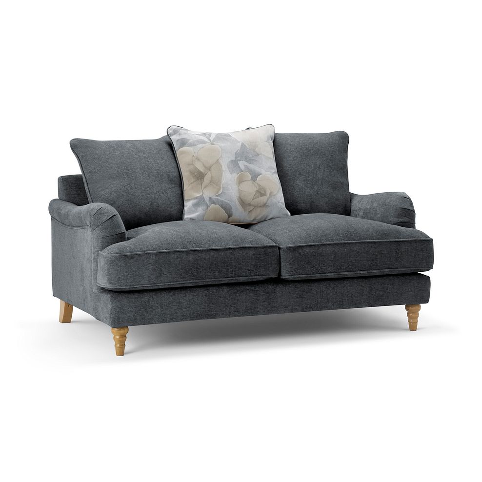 Eloise 2 Seater Pillow Back Sofa in Marlan Nero Fabric 1