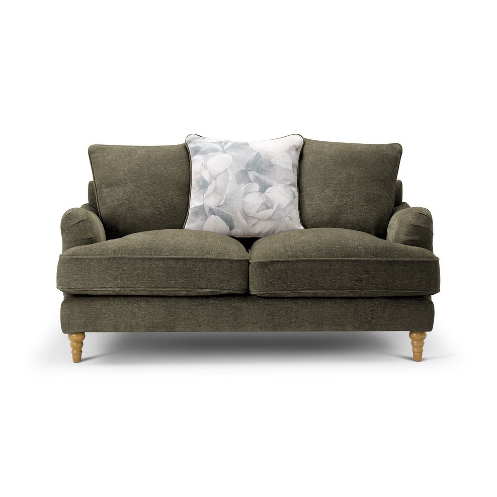 Eloise 2 Seater Pillow Back Sofa in Marlan Olive Green Fabric 2