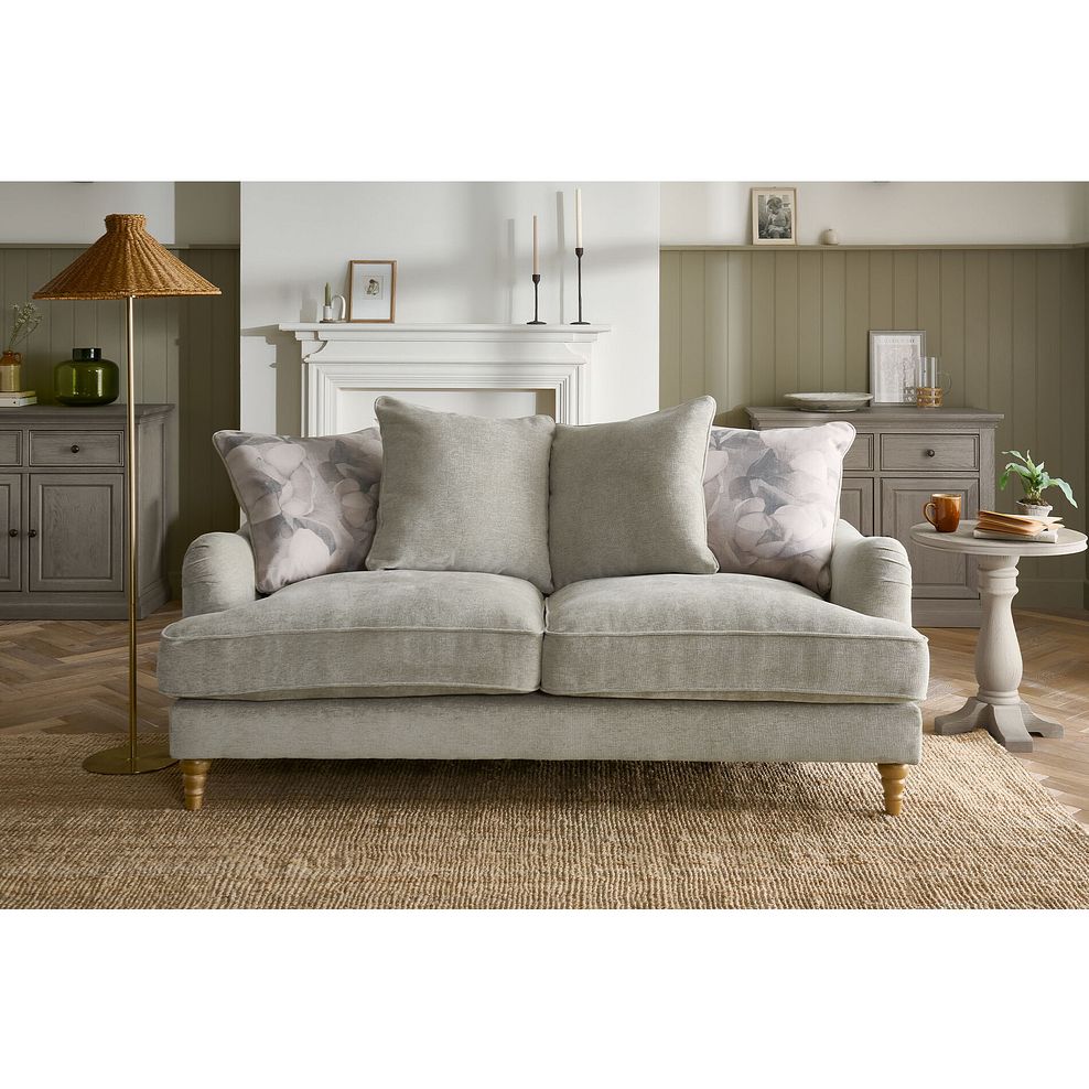 Eloise 3 Seater Pillow Back Sofa in Marlan Natural Fabric 1