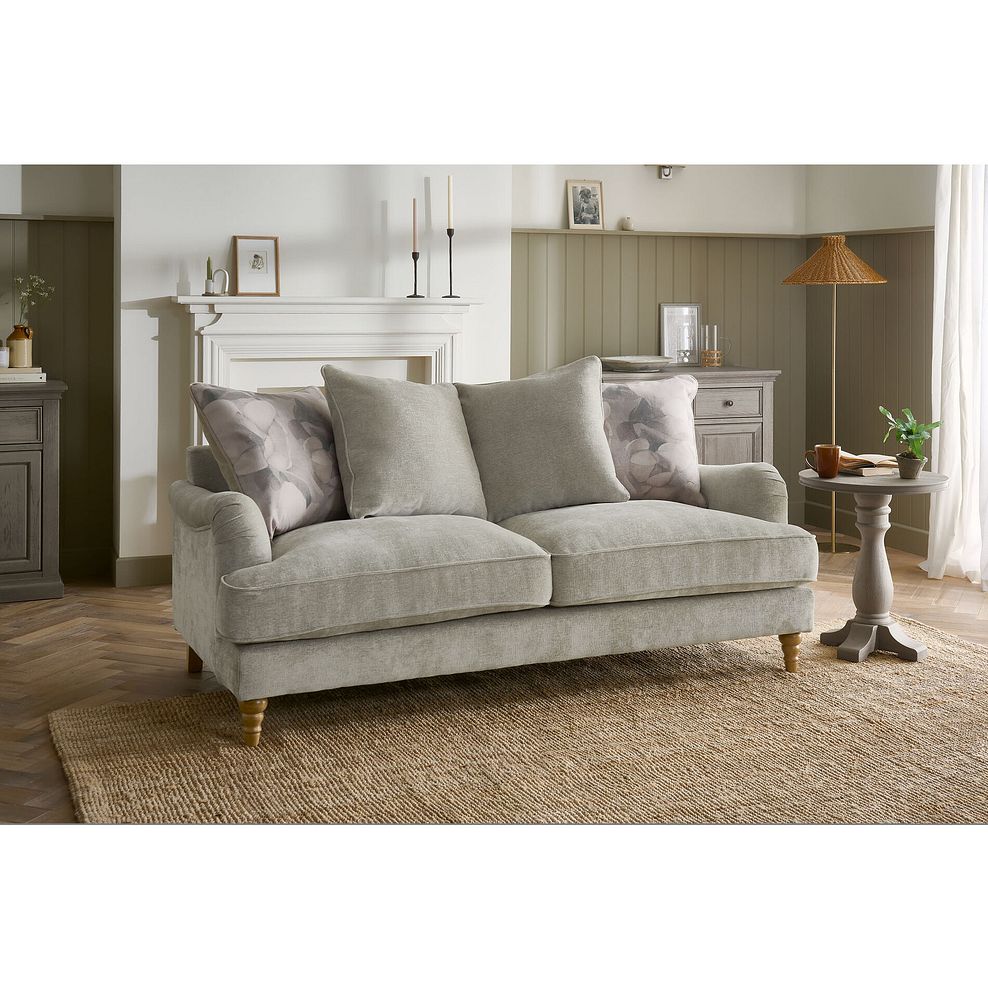 Eloise 3 Seater Pillow Back Sofa in Marlan Natural Fabric 2
