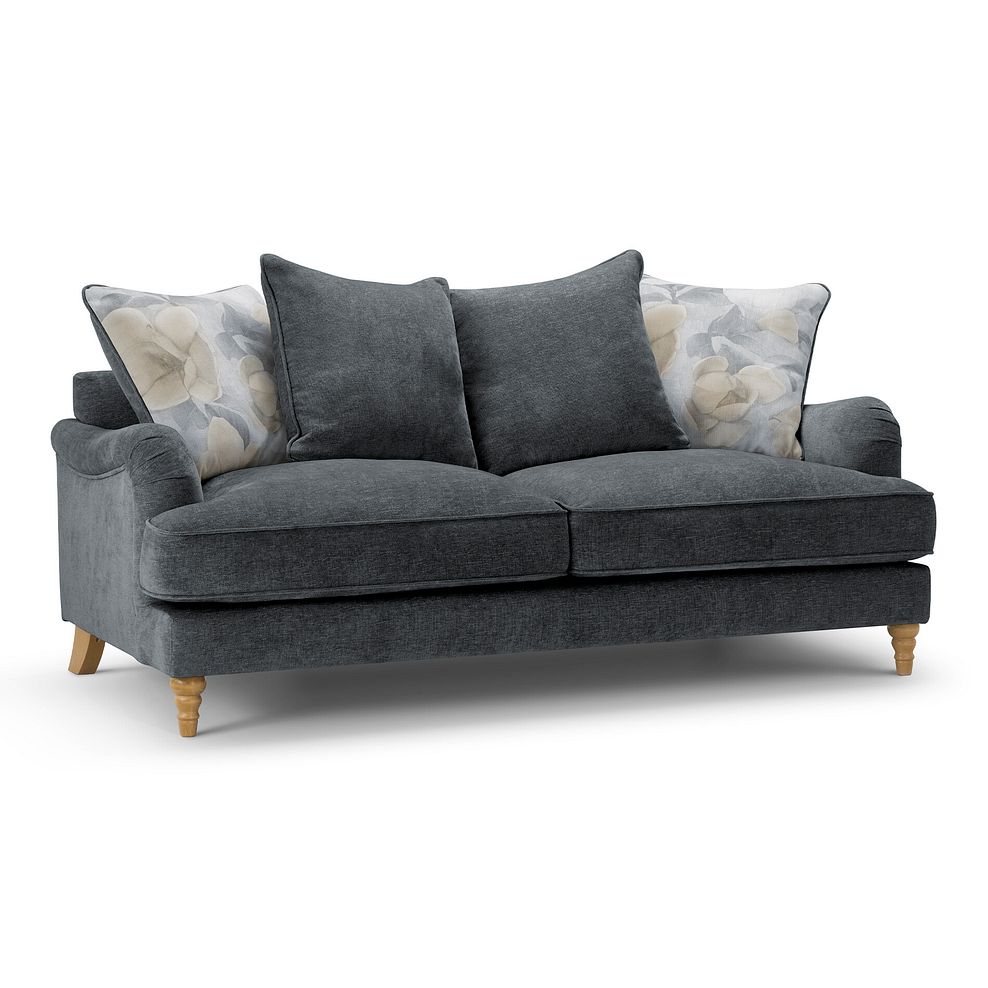 Eloise 3 Seater Pillow Back Sofa in Marlan Nero Fabric 1