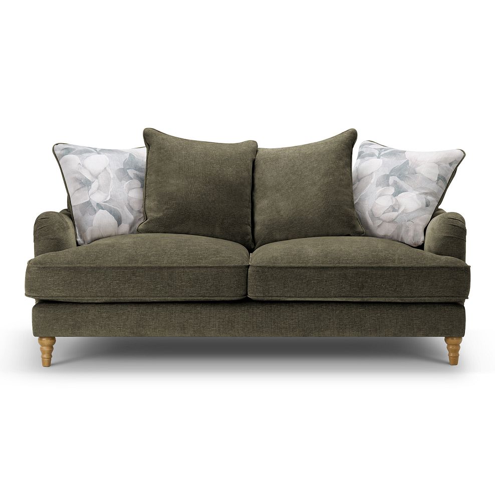 Eloise 3 Seater Pillow Back Sofa in Marlan Olive Green Fabric 2