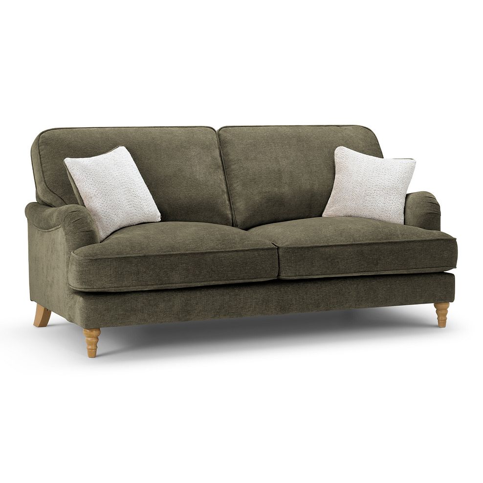 Eloise 3 Seater Sofa in Marlan Olive Green Fabric 1
