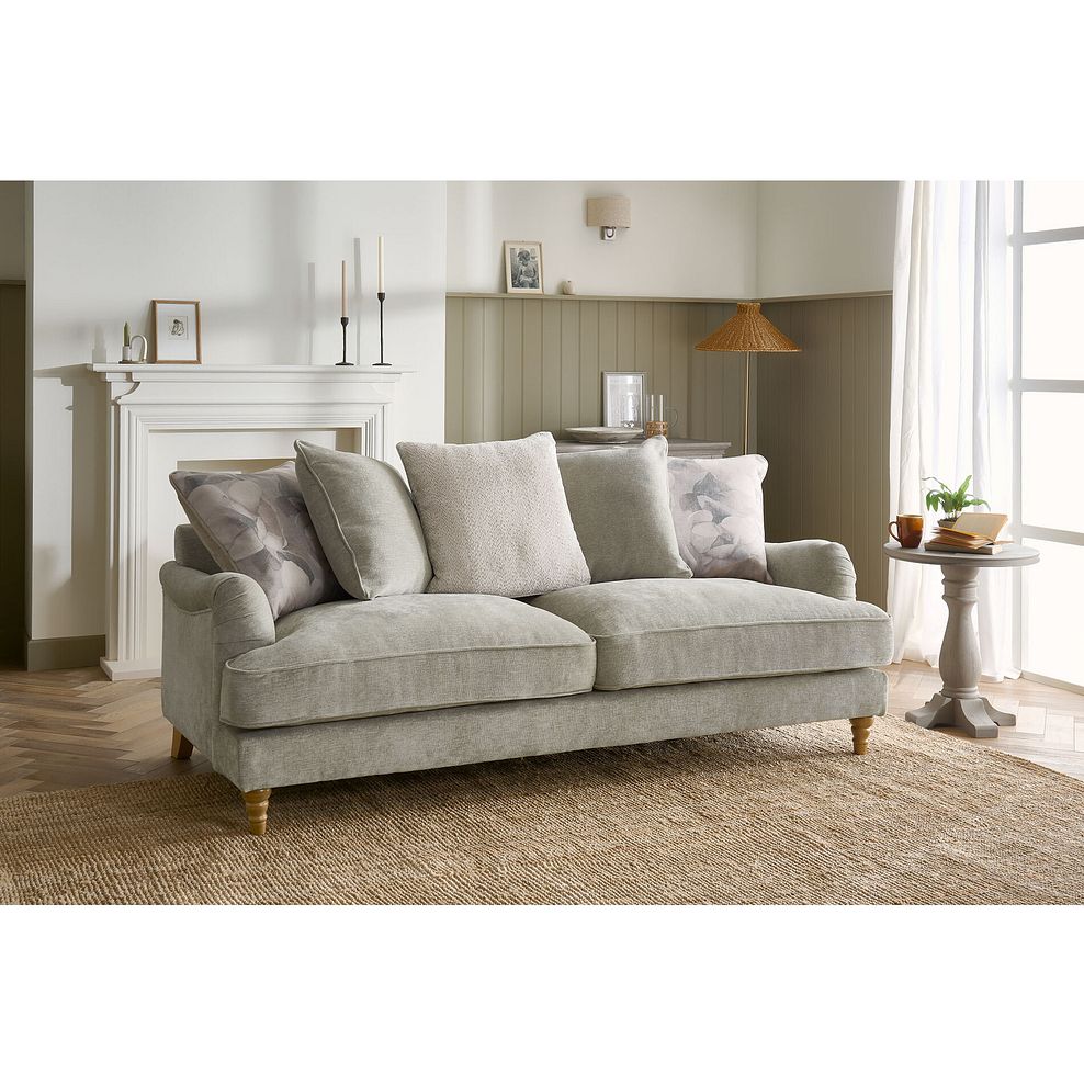 Eloise 4 Seater Pillow Back Sofa in Marlan Natural Fabric 2