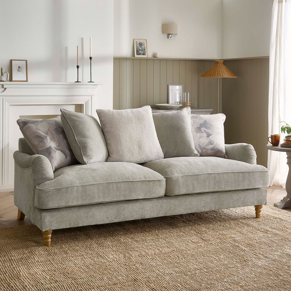 Eloise 4 Seater Pillow Back Sofa in Marlan Natural Fabric 2