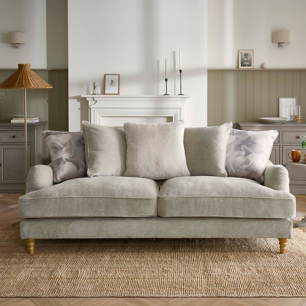Eloise 4 Seater Pillow Back Sofa in Marlan Natural Fabric 1