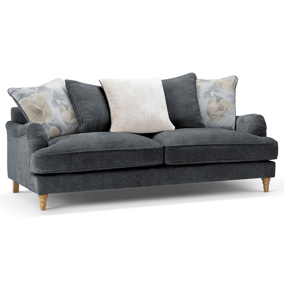 Eloise 4 Seater Pillow Back Sofa in Marlan Nero Fabric 1