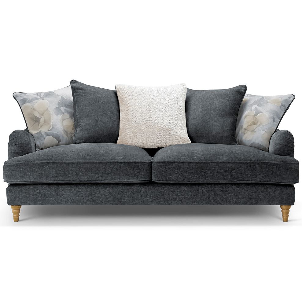 Eloise 4 Seater Pillow Back Sofa in Marlan Nero Fabric 2