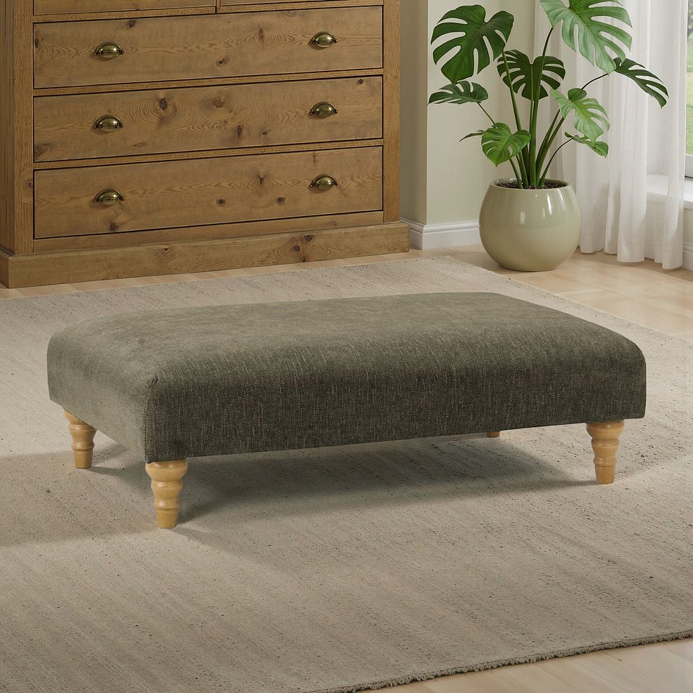 Eloise Footstool in Marlan Olive Green Fabric 1