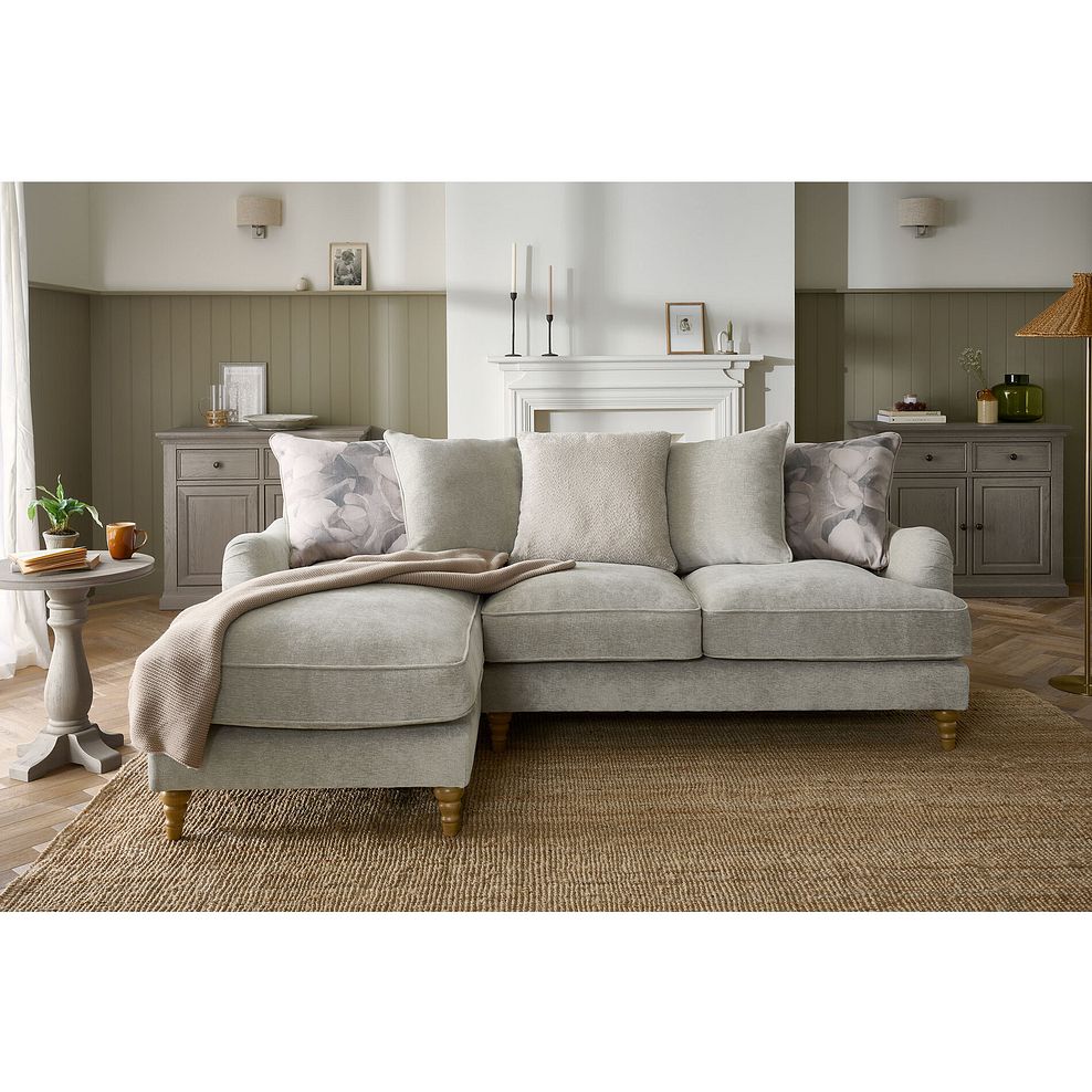Eloise Left Hand Chaise Pillow Back Sofa in Marlan Natural Fabric 1