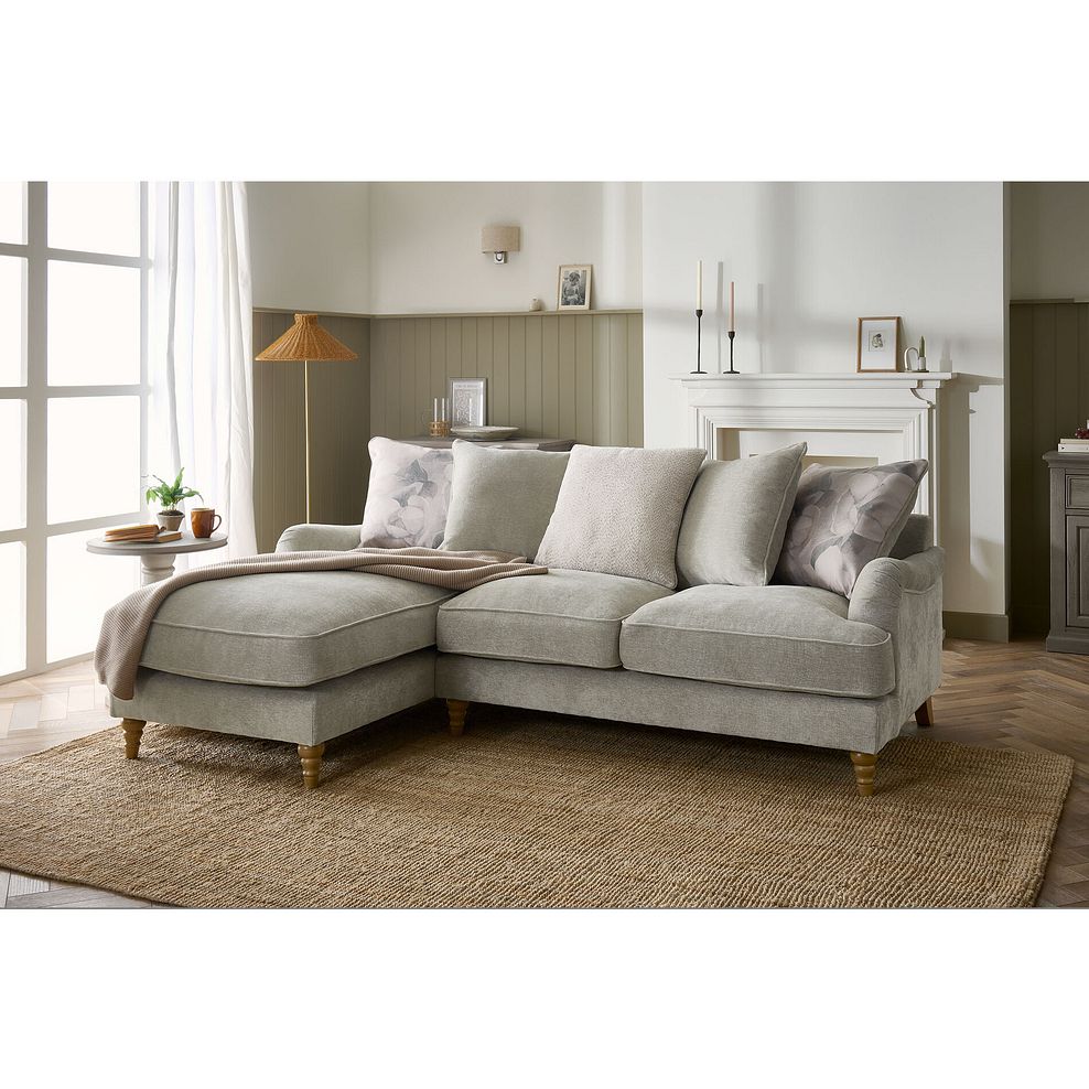 Eloise Left Hand Chaise Pillow Back Sofa in Marlan Natural Fabric 2