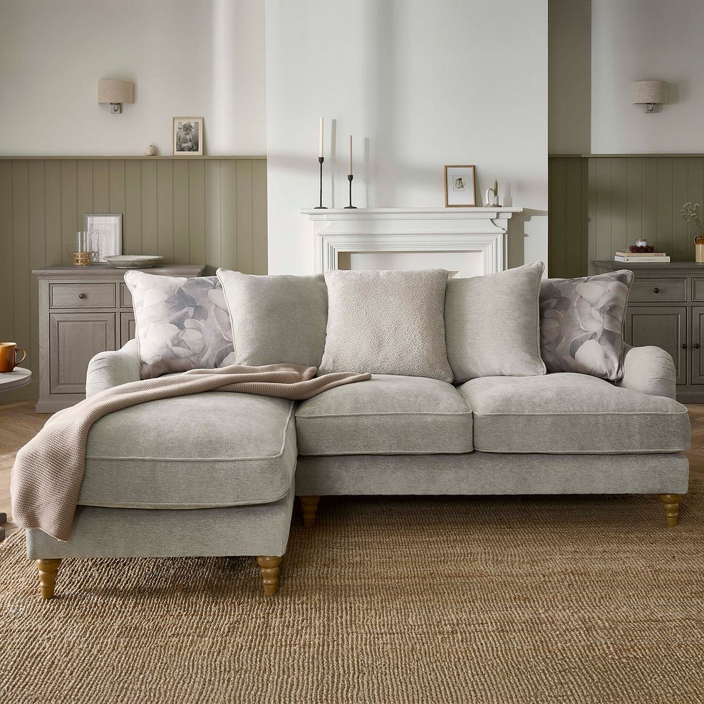 Eloise Left Hand Chaise Pillow Back Sofa in Marlan Natural Fabric 2
