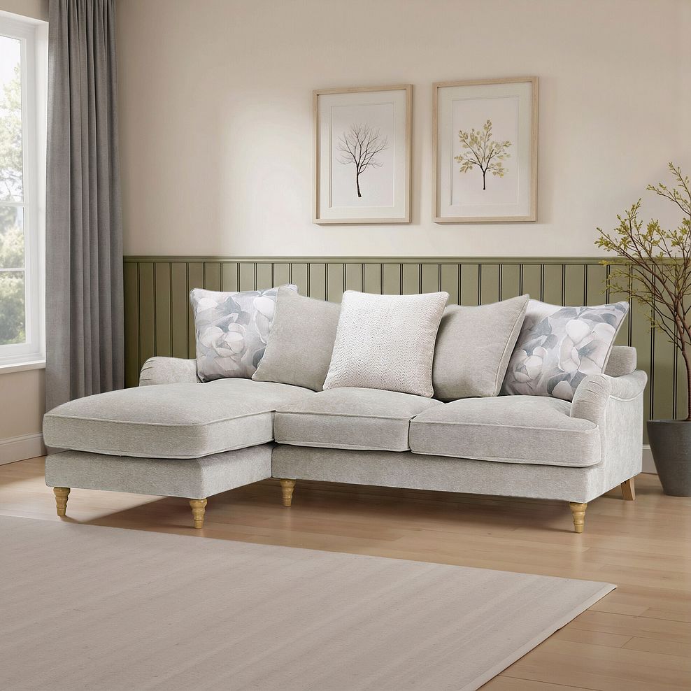 Eloise Left Hand Chaise Pillow Back Sofa in Marlan Natural Fabric 15