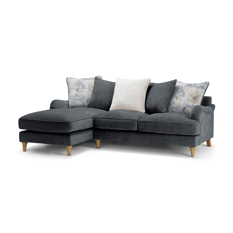 Eloise Left Hand Chaise Pillow Back Sofa in Marlan Nero Fabric 1