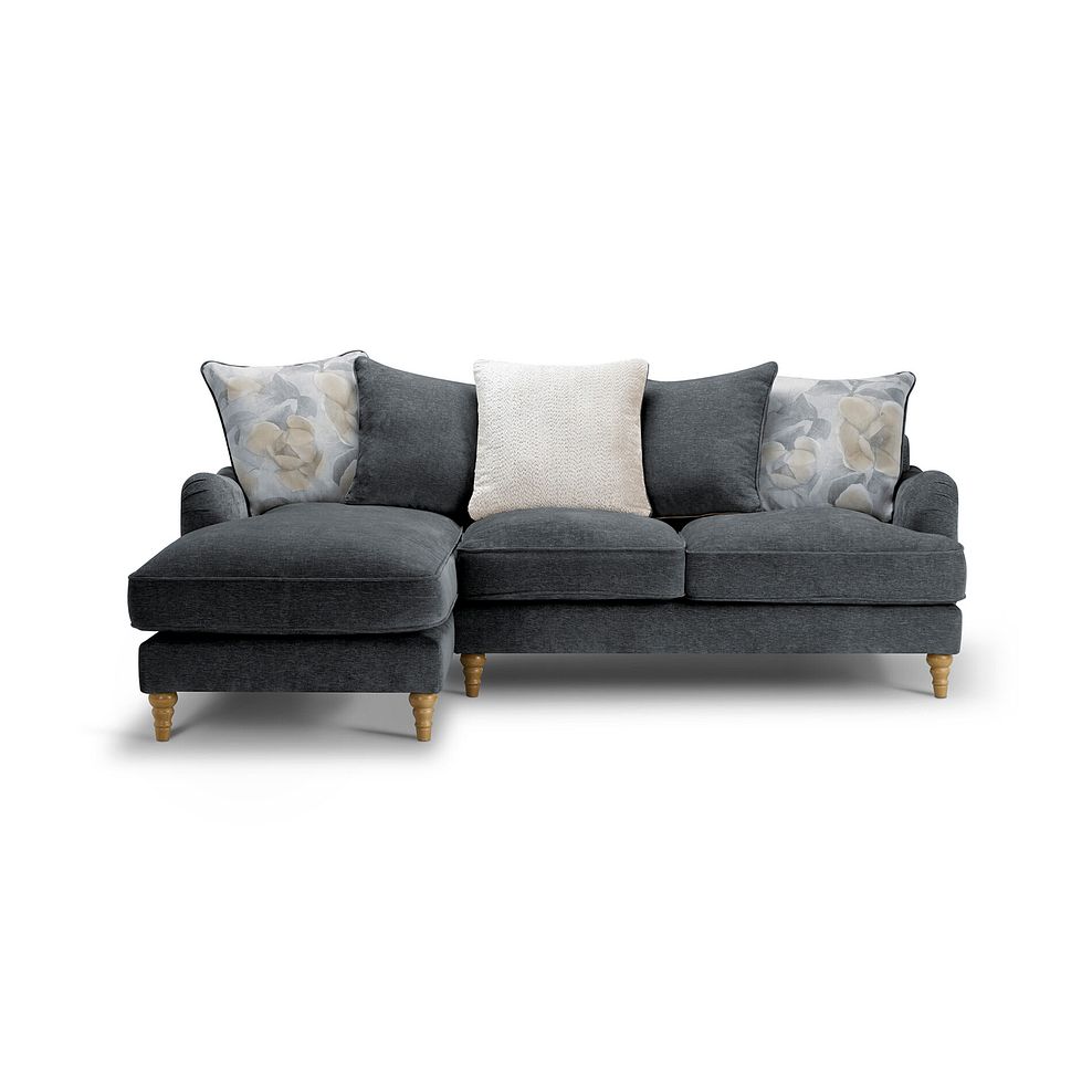 Eloise Left Hand Chaise Pillow Back Sofa in Marlan Nero Fabric 2