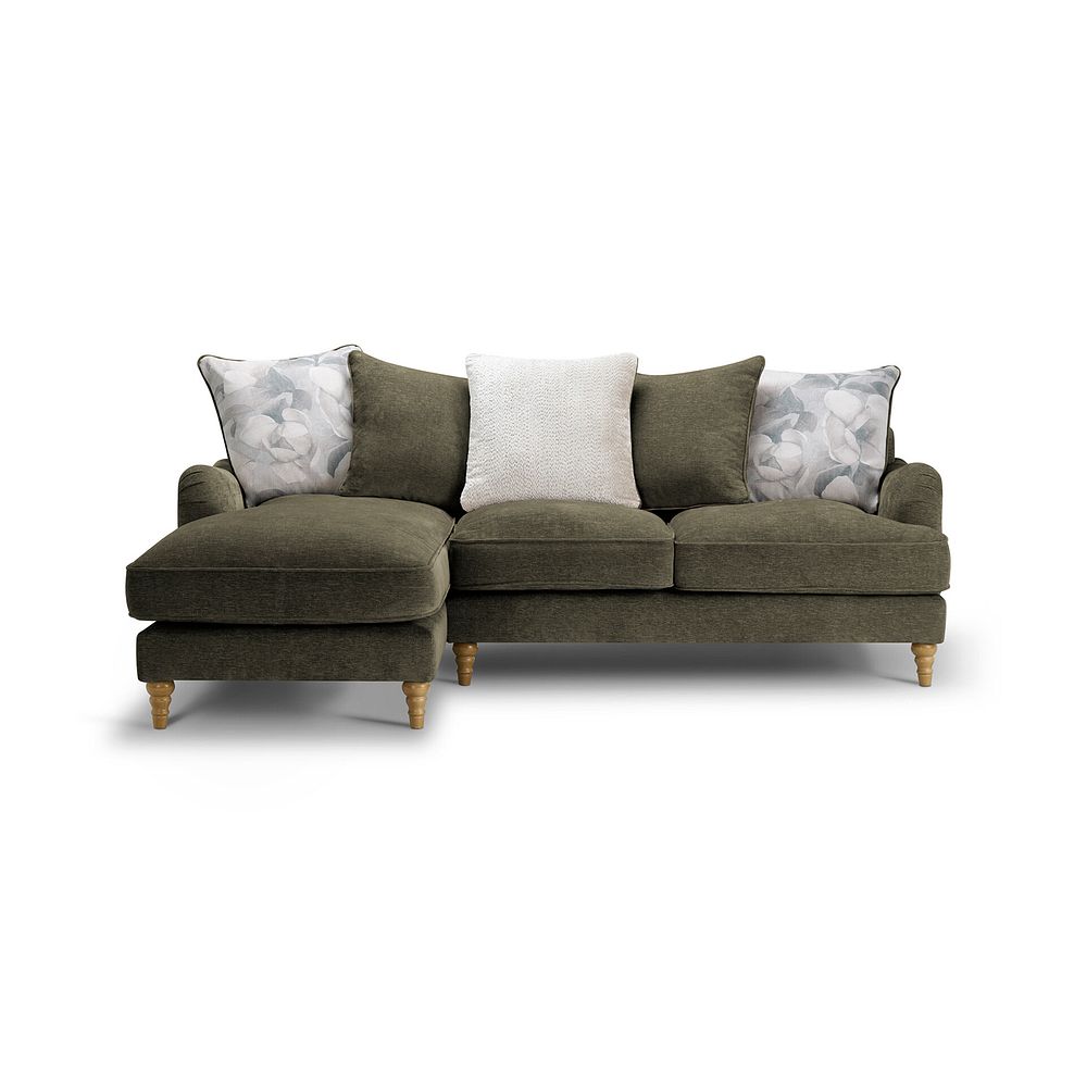 Eloise Left Hand Chaise Pillow Back Sofa in Marlan Olive Green Fabric 2