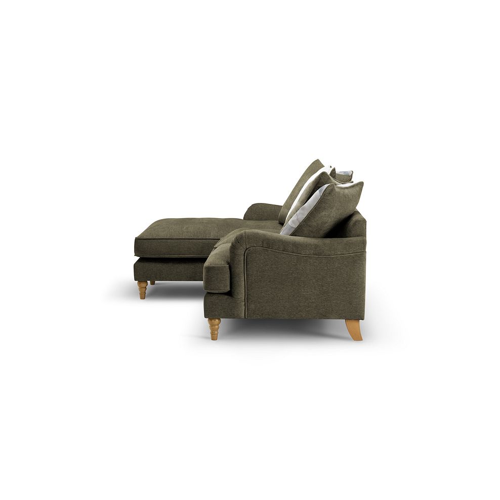 Eloise Left Hand Chaise Pillow Back Sofa in Marlan Olive Green Fabric 3