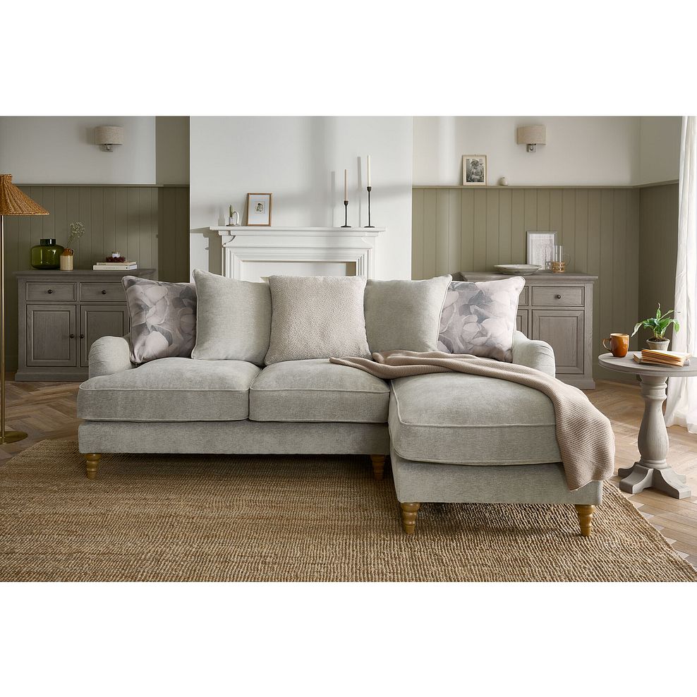 Eloise Right Hand Chaise Pillow Back Sofa in Marlan Natural Fabric 2