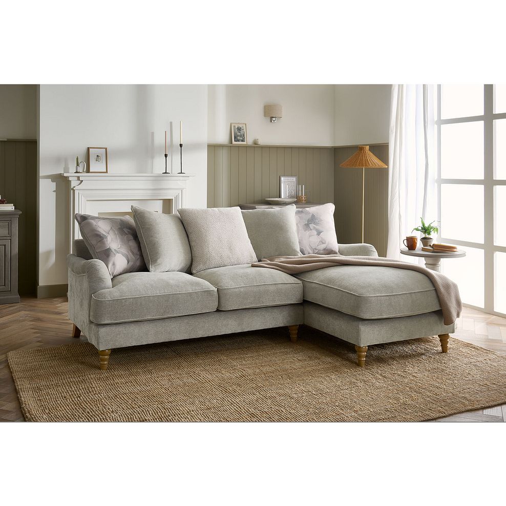 Eloise Right Hand Chaise Pillow Back Sofa in Marlan Natural Fabric 1