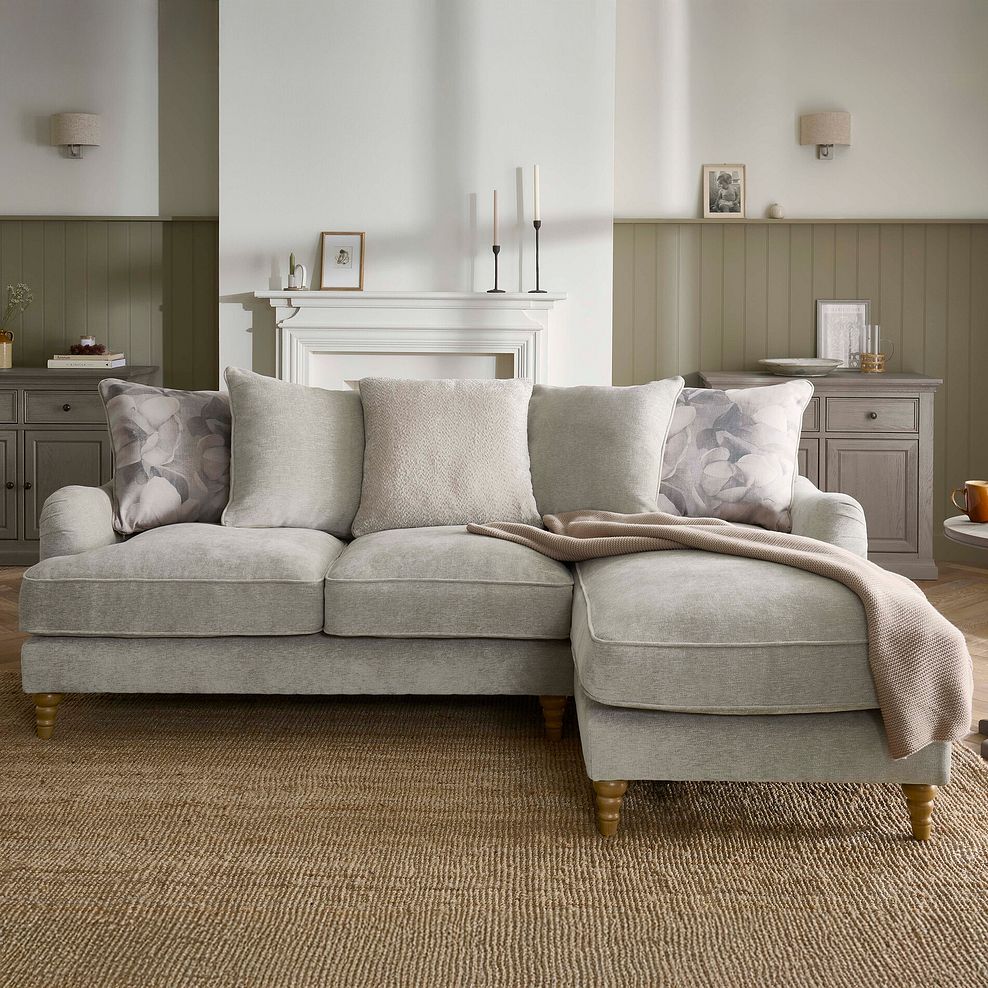 Eloise Right Hand Chaise Pillow Back Sofa in Marlan Natural Fabric 2