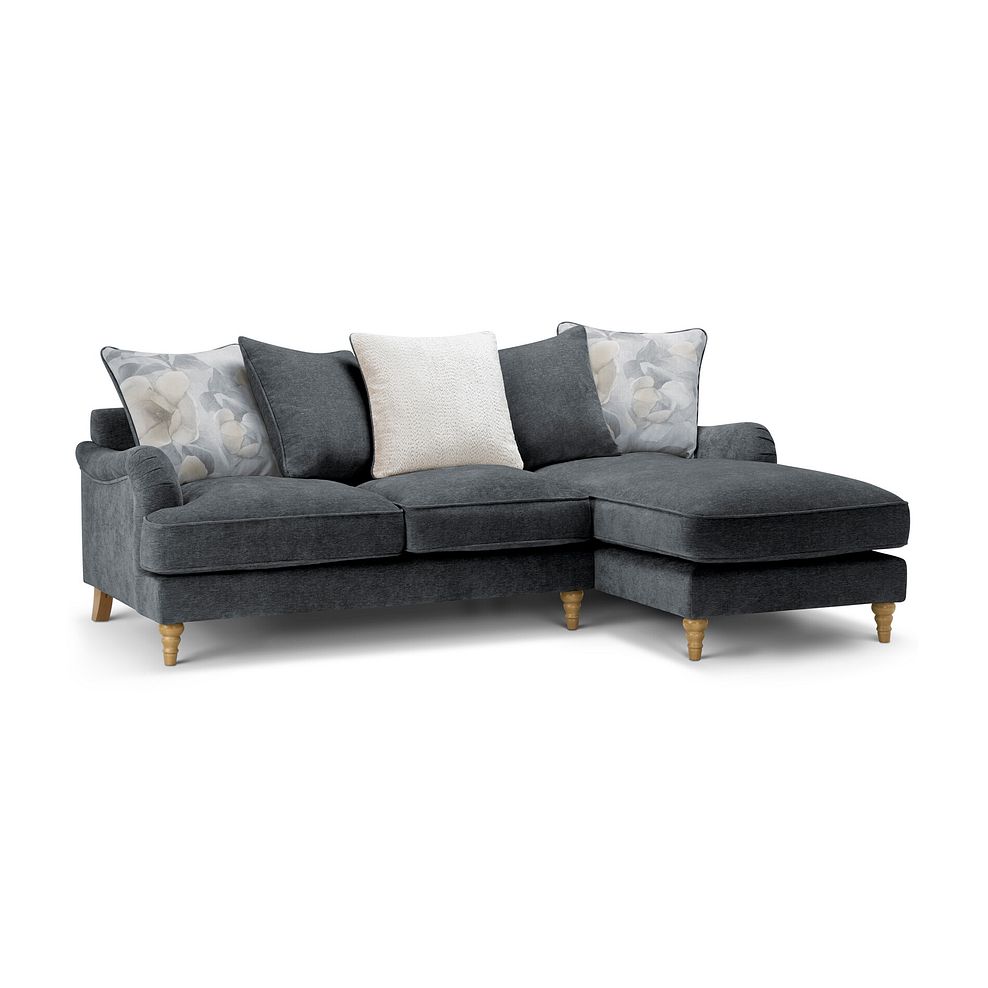 Eloise Right Hand Chaise Pillow Back Sofa in Marlan Nero Fabric 1