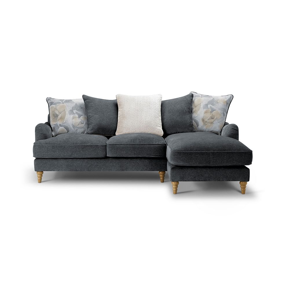 Eloise Right Hand Chaise Pillow Back Sofa in Marlan Nero Fabric 2