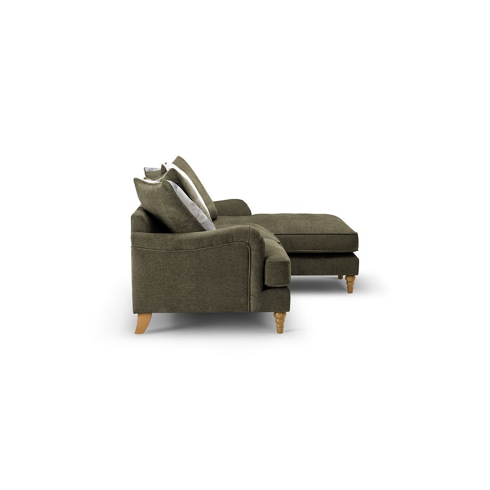 Eloise Right Hand Chaise Pillow Back Sofa in Marlan Olive Green Fabric 3