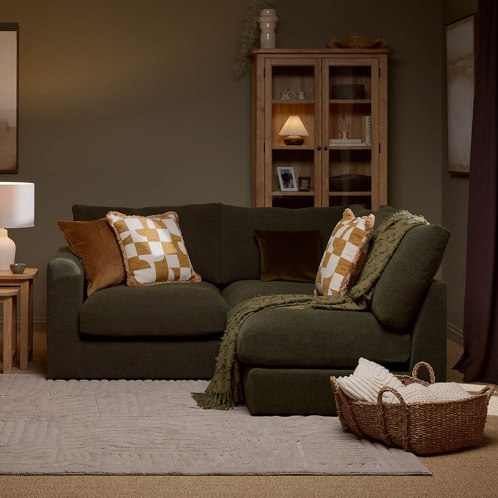 Elston 3 Seat Left Hand Modular Corner Sofa in Penny Forest Fabric - Group 6 2