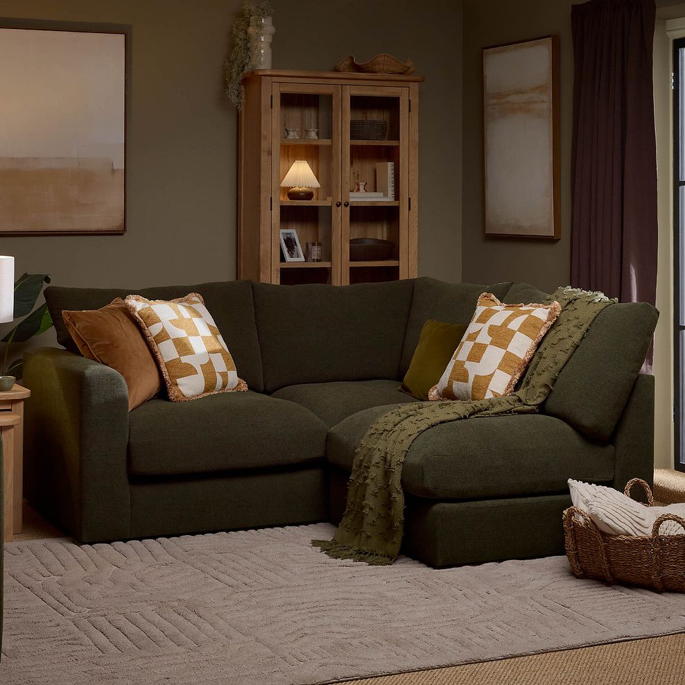 Elston 3 Seat Left Hand Modular Corner Sofa in Penny Forest Fabric - Group 6 1
