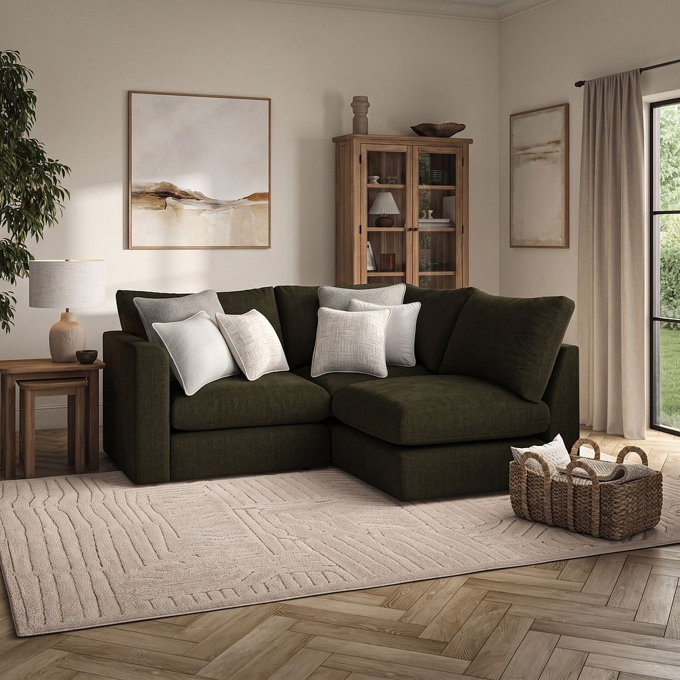 Elston 3 Seat Left Hand Modular Corner Sofa in Penny Forest Fabric - Group 6 1