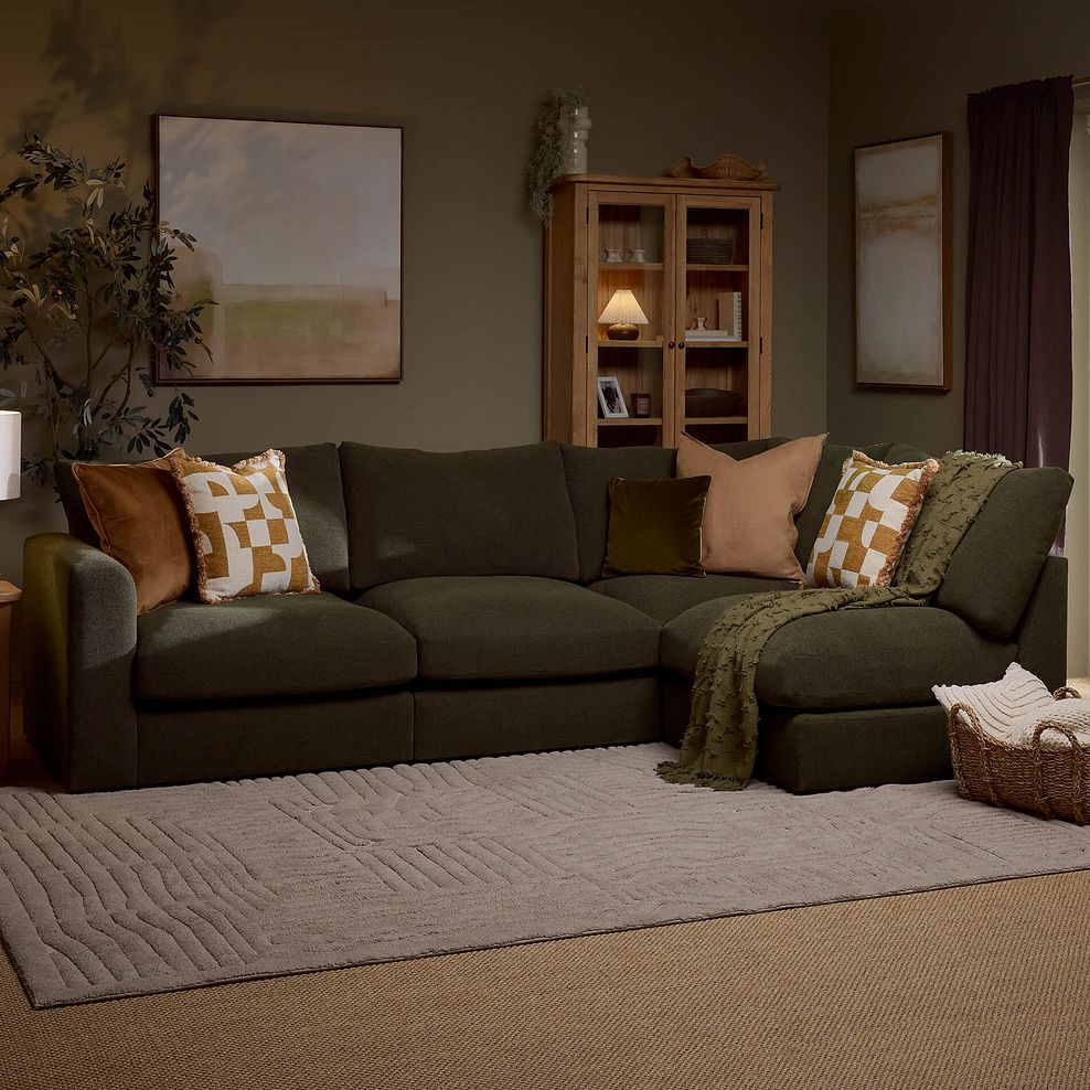Elston 4 Seat Left Hand Modular Corner Sofa in Penny Forest Fabric - Group 4 1