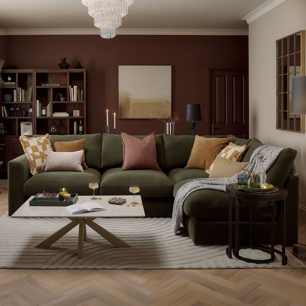 Elston 4 Seat Left Hand Modular Corner Sofa in Penny Forest Fabric - Group 4 1