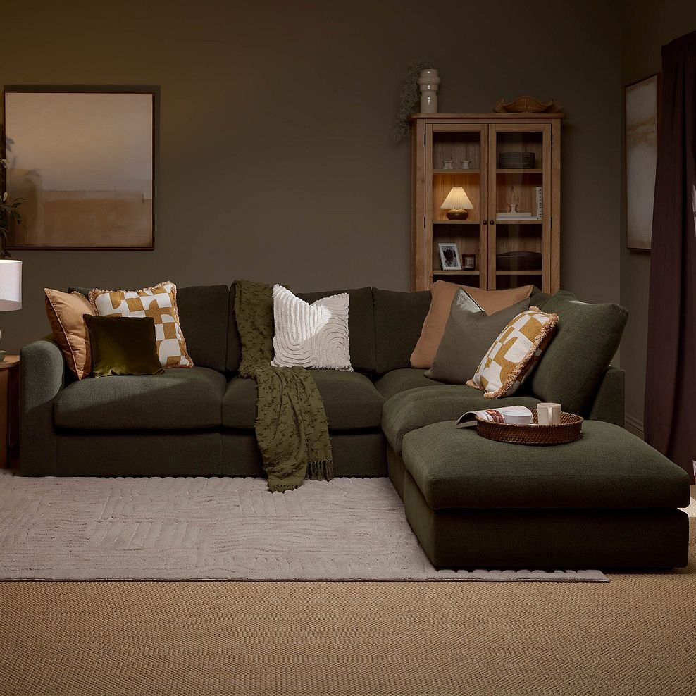 Elston Modular 4 Seat Left Hand Open End Corner Sofa in  in Penny Forest Fabric - Group 4 FOOT 2