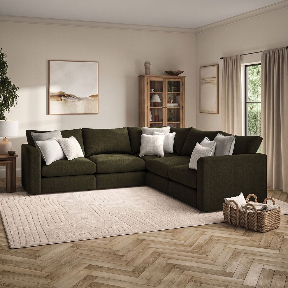 Elston 5 Seat Modular Corner Sofa in Penny Forest Fabric - Group 3 1