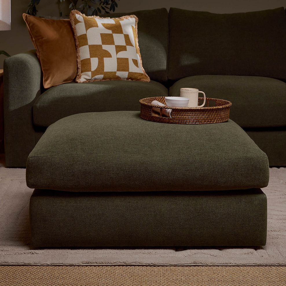 Elston Footstool in Penny Forest Fabric 2