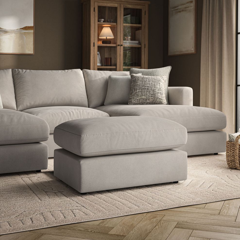 Elston Footstool in Penny Mid Grey Fabric 1
