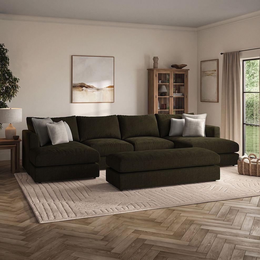 Elston Large Fender Footstool in Penny Forest Fabric 2