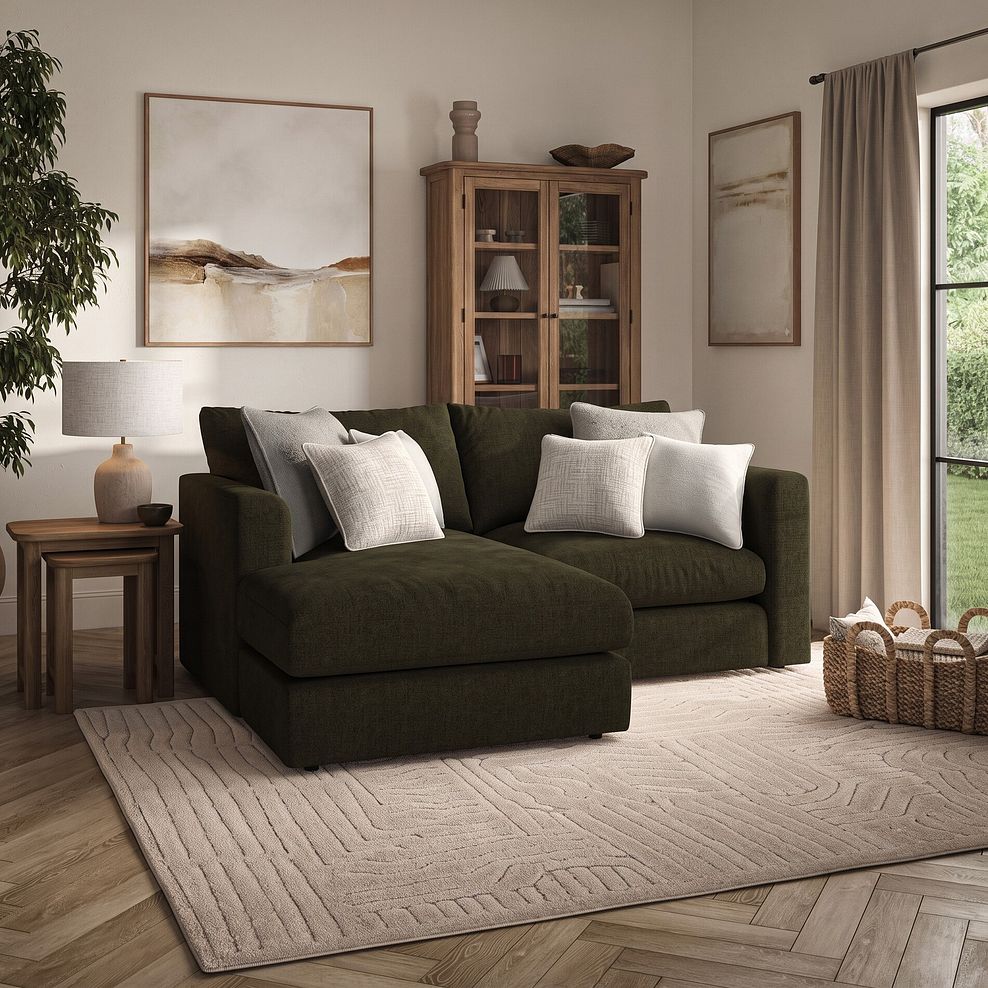 Elston Modular 2 Seater Left Hand Compact Chaise Sofa in Penny Forest Fabric - Group 12 1