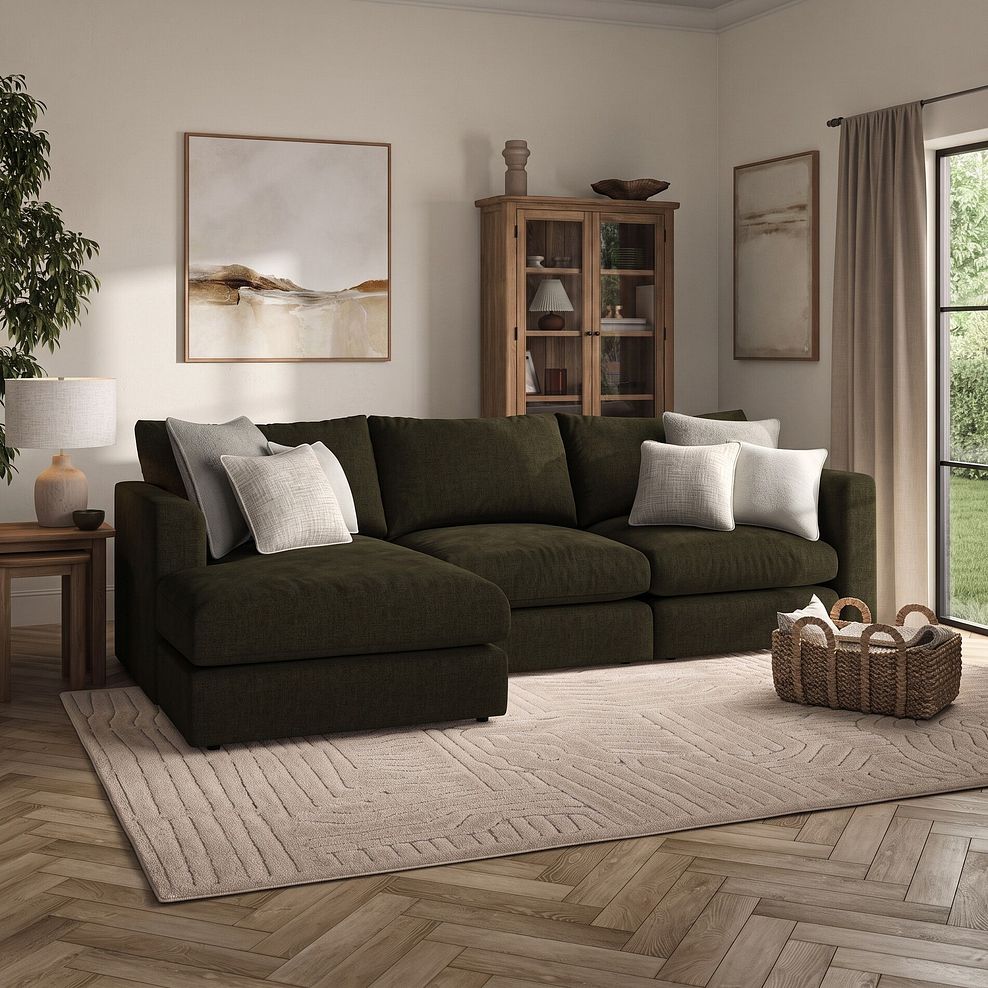 Elston Modular 3 Seater Left Hand Chaise Sofa in Penny Forest Fabric - Group 14 1