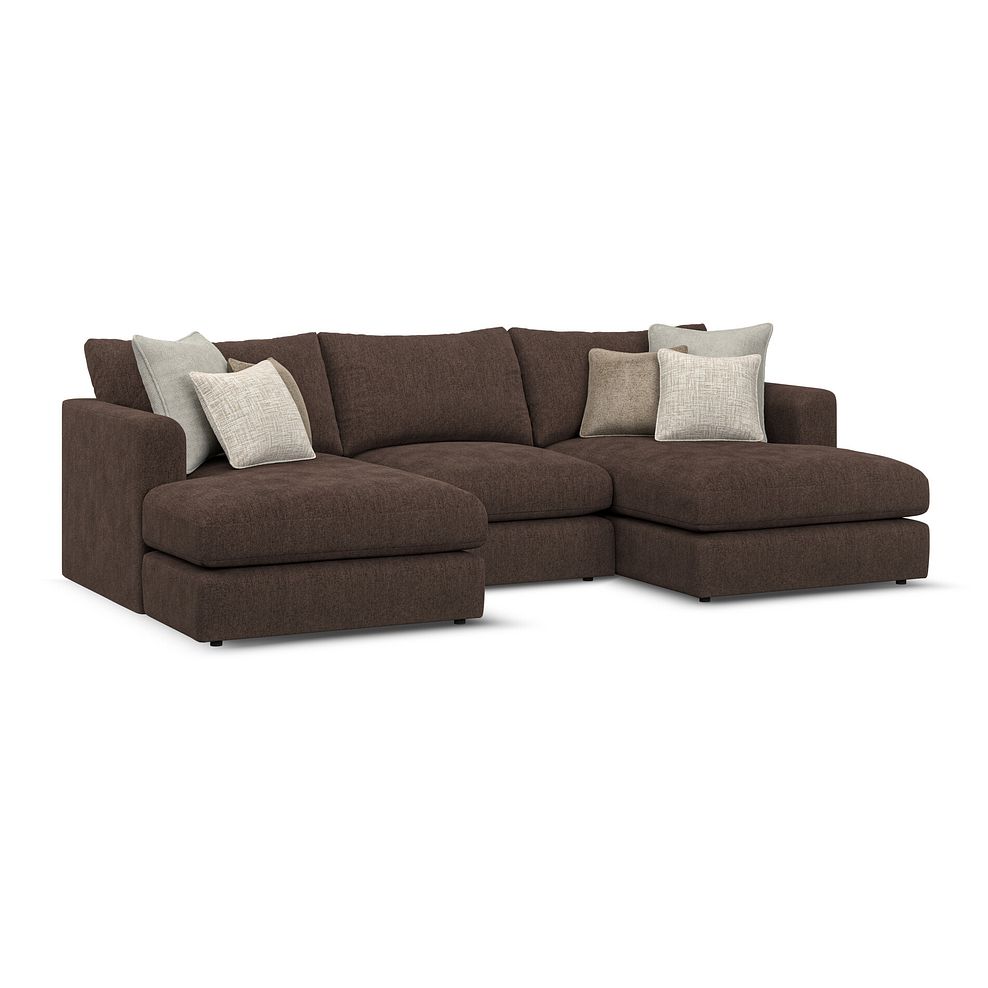 Elston Modular 3 Seater U-Shape Chaise Sofa in Penny Cacao Fabric - Group 16 1