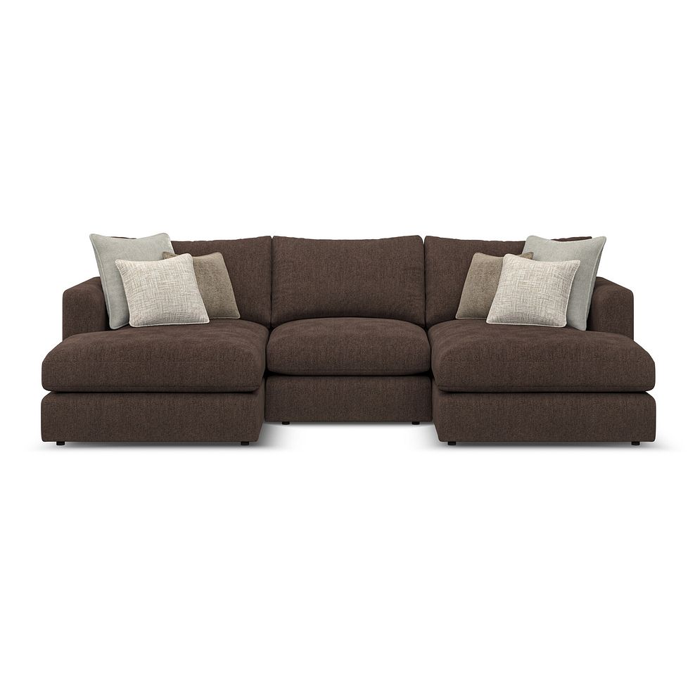 Elston Modular 3 Seater U-Shape Chaise Sofa in Penny Cacao Fabric - Group 16 2