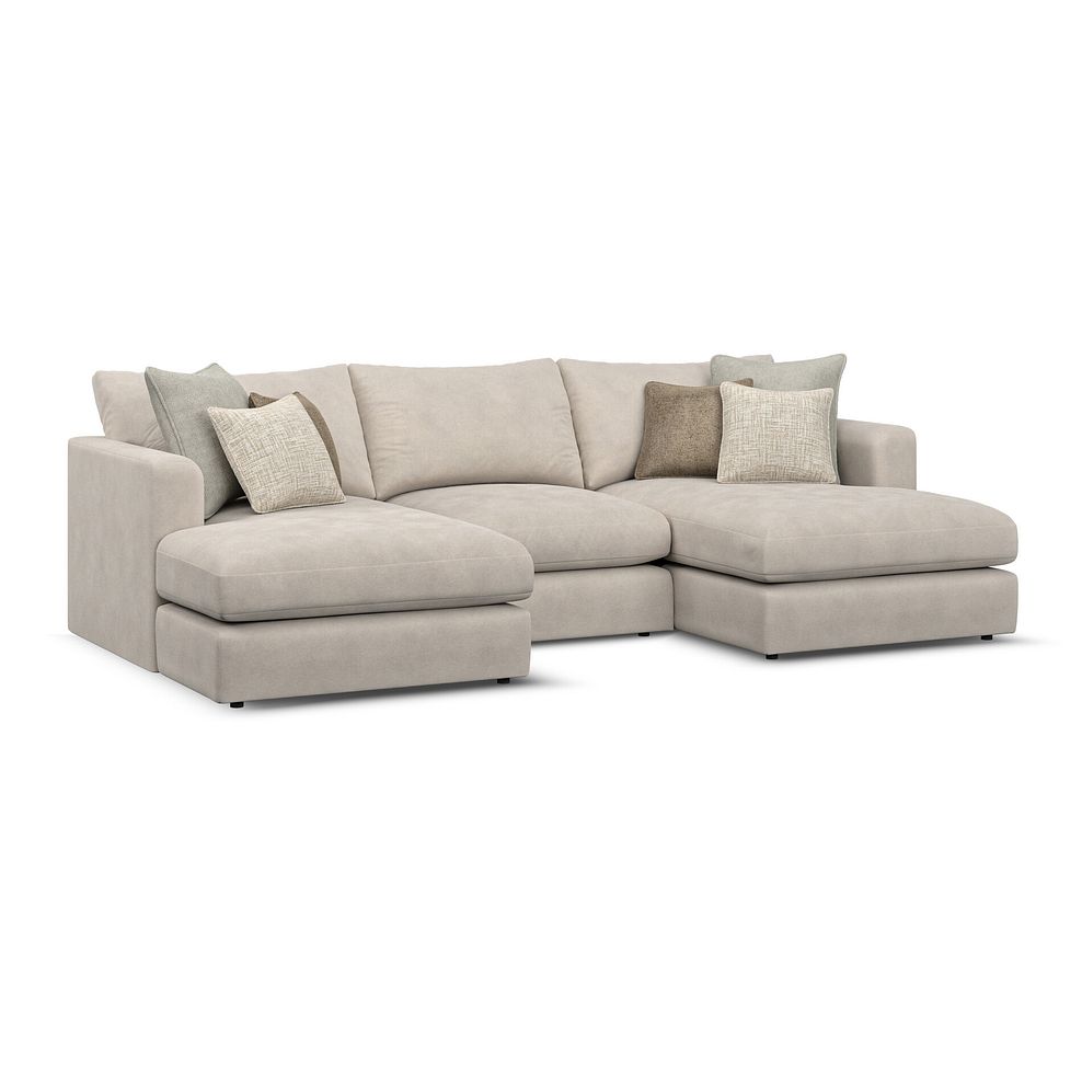 Elston Modular 3 Seater U-Shape Chaise Sofa in Penny Dove Fabric - Group 16 1