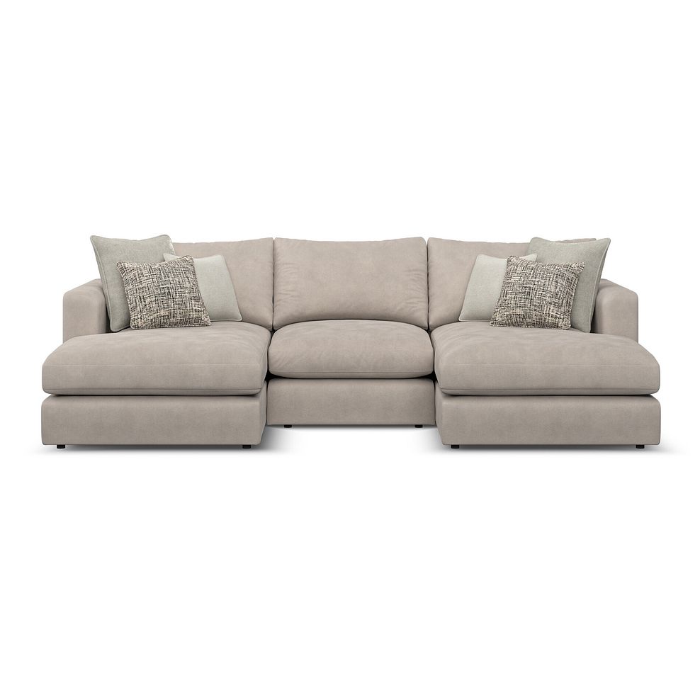 Elston Modular 3 Seater U-Shape Chaise Sofa in Penny Mid Grey Fabric - Group 16 2