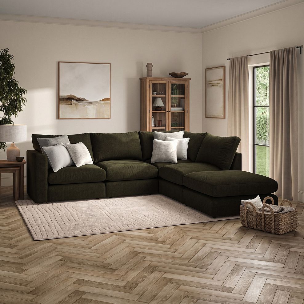 Elston Modular 4 Seat Left Hand Open End Corner Sofa in  in Penny Forest Fabric - Group 4 FOOT 1