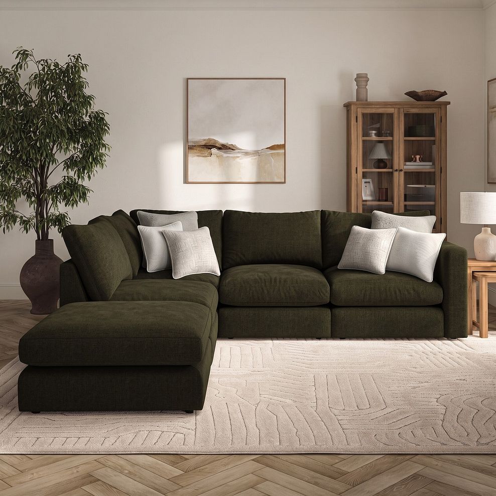 Elston Modular 4 Seat Right Hand Open End Corner Sofa in Penny Forest Fabric - Group 5 FOOT 1