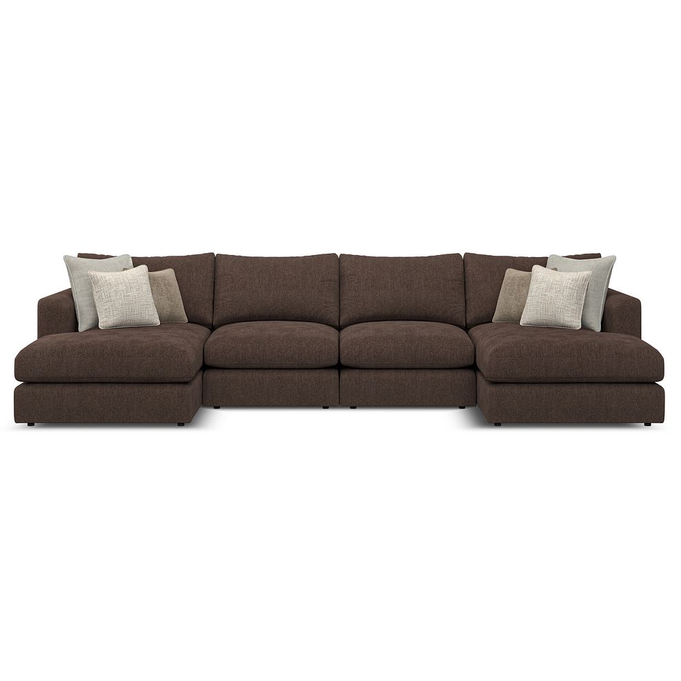 Elston Modular 4 Seater U-Shape Chaise Sofa in Penny Cacao Fabric - Group 17 2