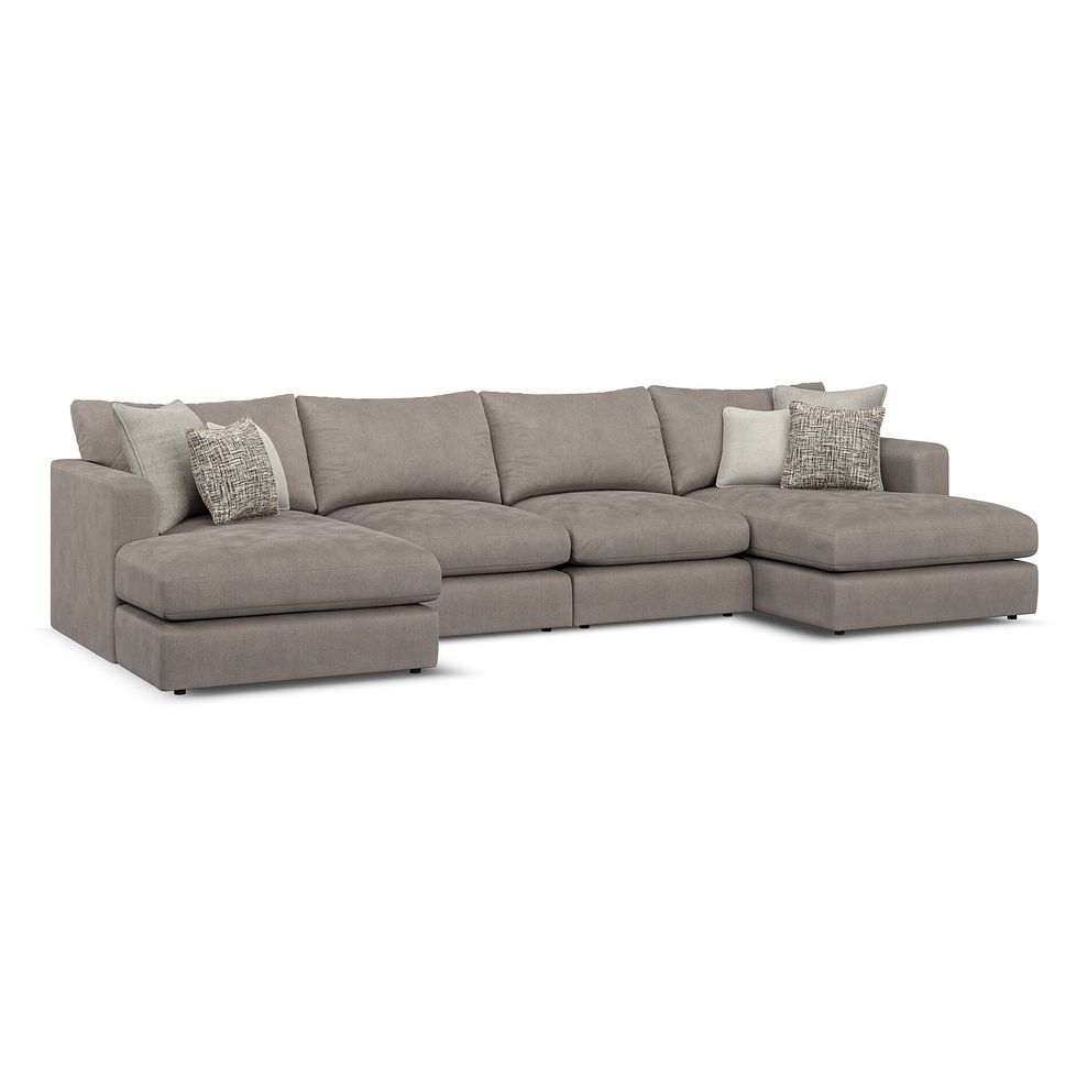 Elston Modular 4 Seater U-Shape Chaise Sofa in Penny Clay Fabric - Group 17 1